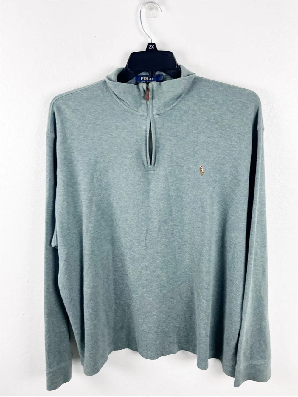 POLO RALPH LAUREN Estate Rib Green Quarter Zip Pullover Men’s Size XL Preppy